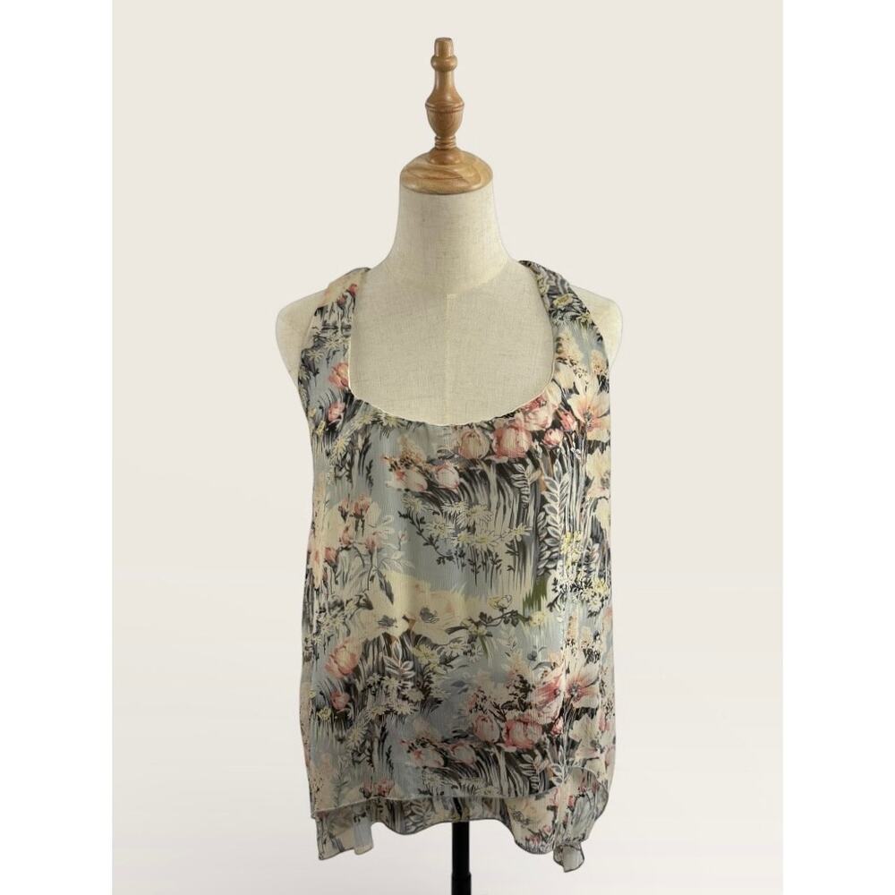 Myth NYC Floral BohemianTop with Ruffle Razor Back, Size S